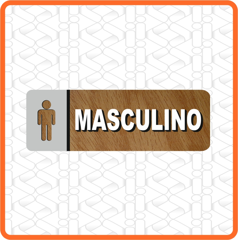 PLACA BANHEIRO MASCULINO MARRON AMADEIRADO 30x10CM PVC 3MM