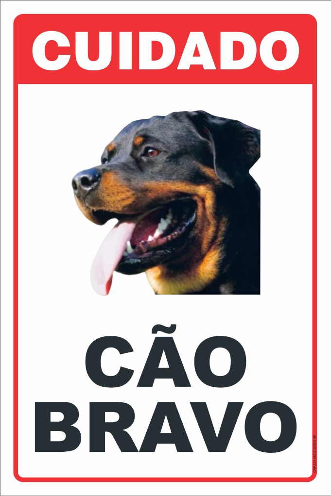 PLACA CUIDADO CÃO BRAVO 20CM X 30CM PVC 3MM