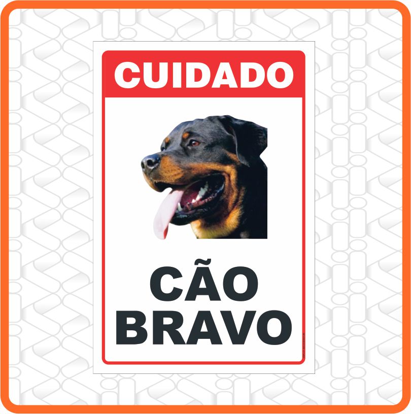 PLACA CUIDADO CÃO BRAVO 20CM X 30CM PVC 3MM