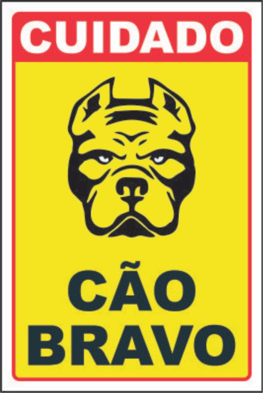 PLACA CUIDADO CÃO BRAVO 20CM X 30CM PVC 3MM (PITBULL)