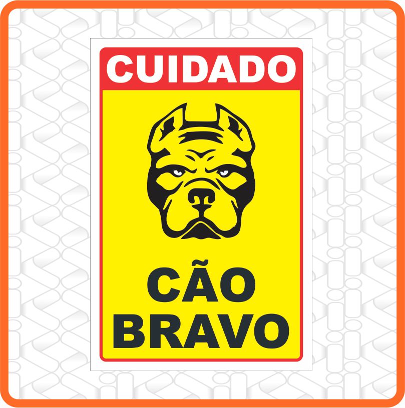 PLACA CUIDADO CÃO BRAVO 20CM X 30CM PVC 3MM (PITBULL)