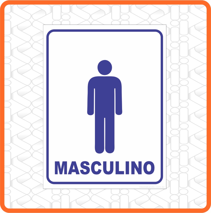 PLACA BANHEIRO MASCULINO AZUL 15CM X 20CM PVC 3MM