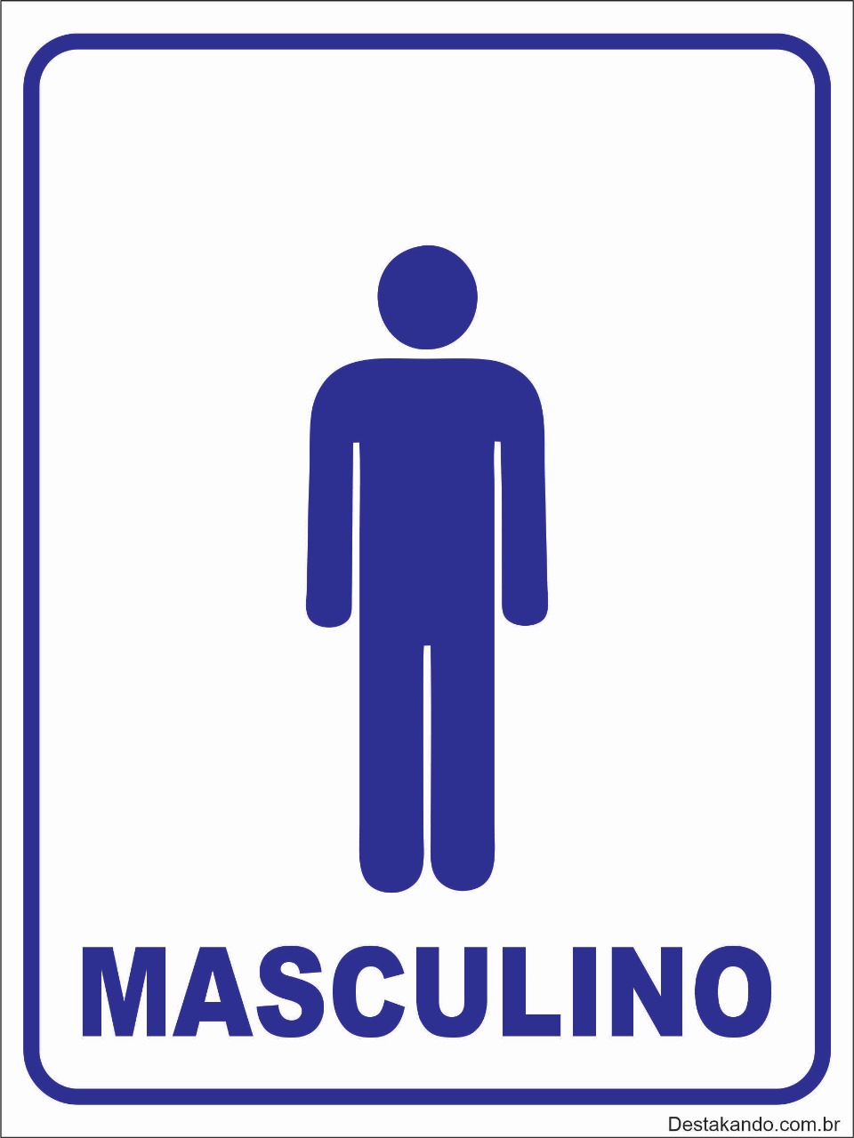 PLACA BANHEIRO MASCULINO AZUL 15CM X 20CM PVC 3MM