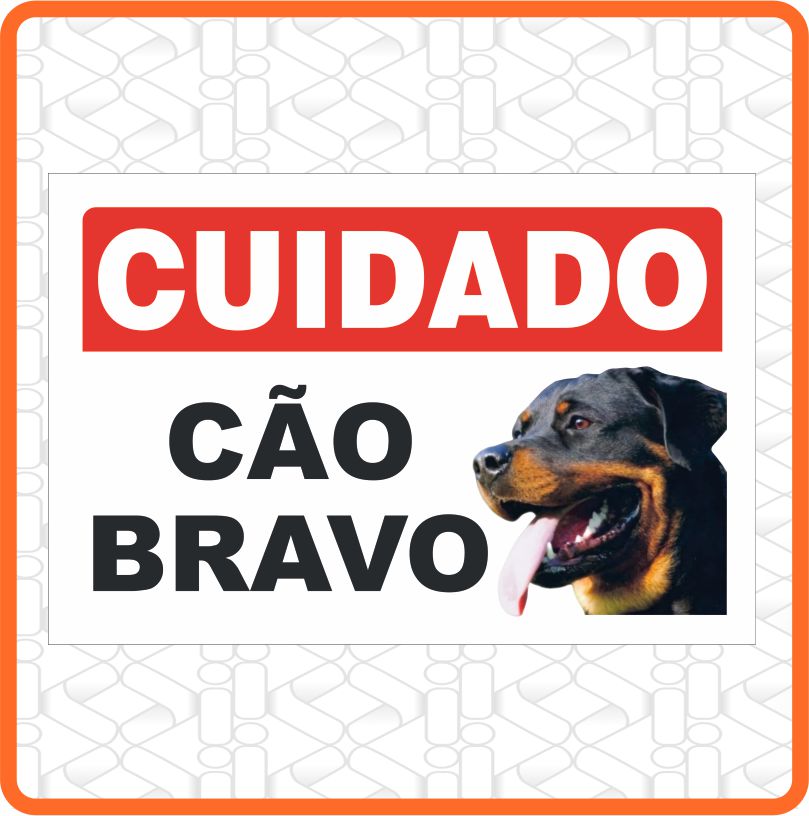 PLACA CUIDADO CAO BRAVO 30X20CM PVC 3MM