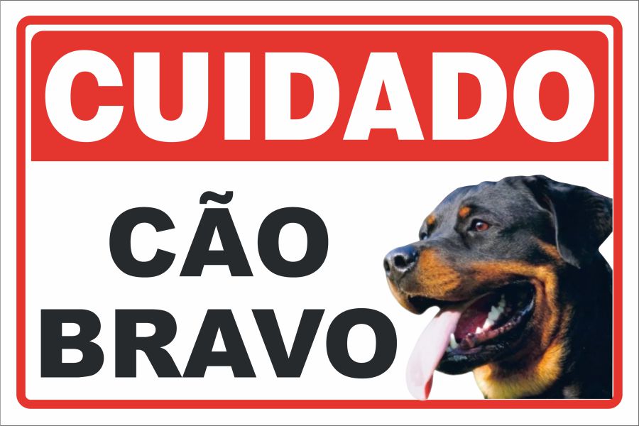 PLACA CUIDADO CAO BRAVO 30X20CM PVC 3MM
