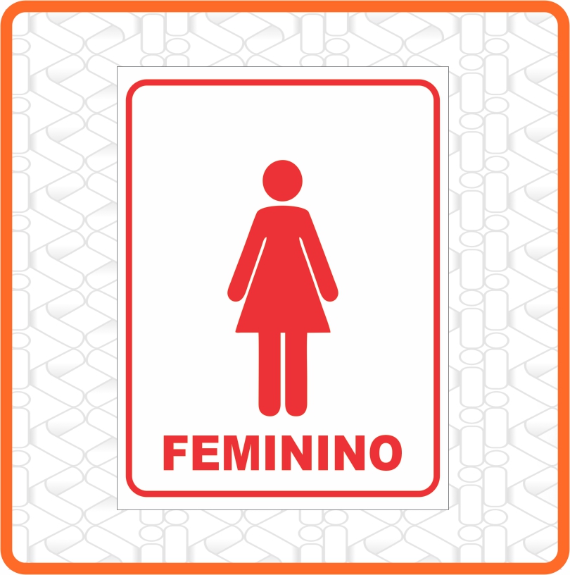 PLACA BANHEIRO FEMININO VERMELHO 15CM X 20CM PVC 3MM