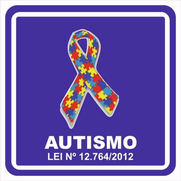 ADESIVO SIMBOLO AUTISTA PARA CARRO PCD LEI 12.764 15CM X 15CM PACOTE C/5 PEÇAS