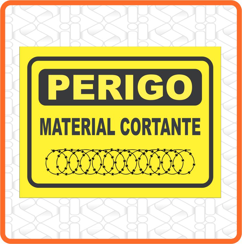 Placa Perigo Material Cortante (20cm x 15cm) Pvc 3mm