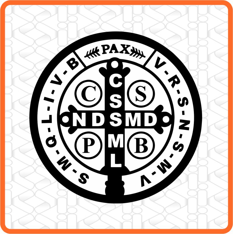 Kit 20 Adesivos Transparentes Medalha De São Bento 8,5cm Preto