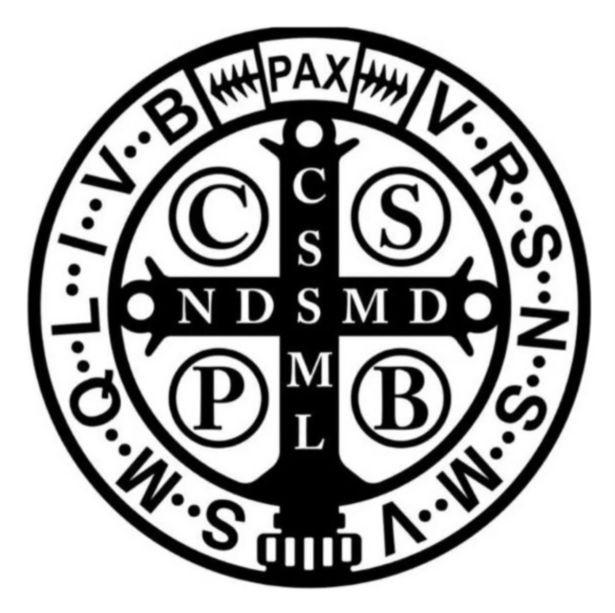 KIT 20 ADESIVOS TRANSPARENTE MEDALHA DE SÃO BENTO 8,5CM PRETO
