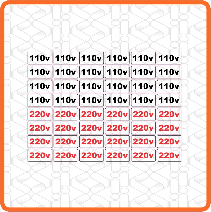 Cartela Adesivo 110v/220v 60 unid p/ Tomada (2cm x 1cm)