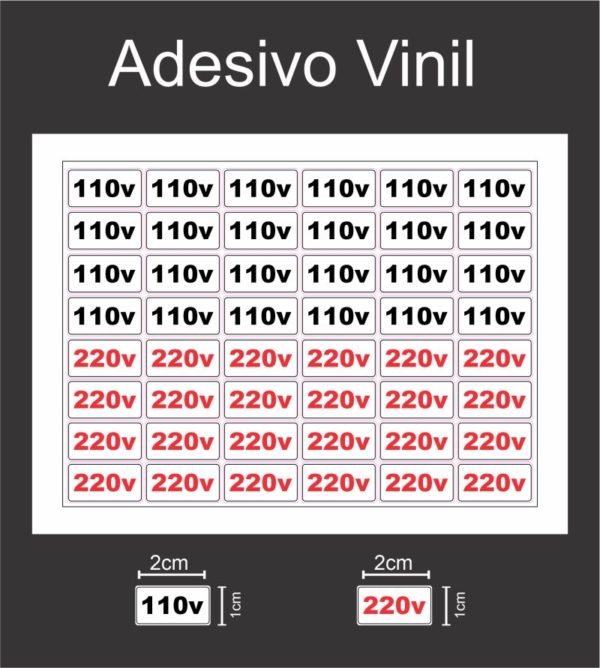 CARTELA ADESIVO 110v/220v 60 UNID P/TOMADA 2CMx1CM