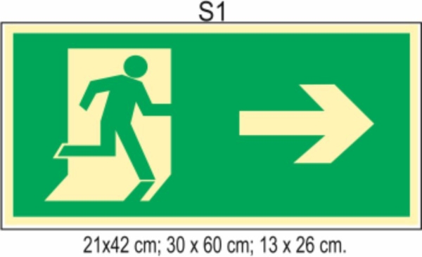 PLACA SAIDA EMERGENCIA S1D - 30CMX15CM FOTOLUMINESCENTE  PVC 3MM