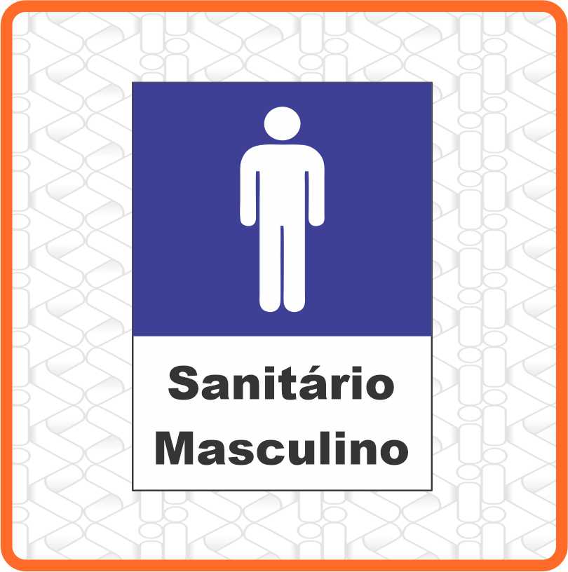 PLACA BANHEIRO MASCULINO AZUL E BRANCO 20CM X 30CM PVC 3MM