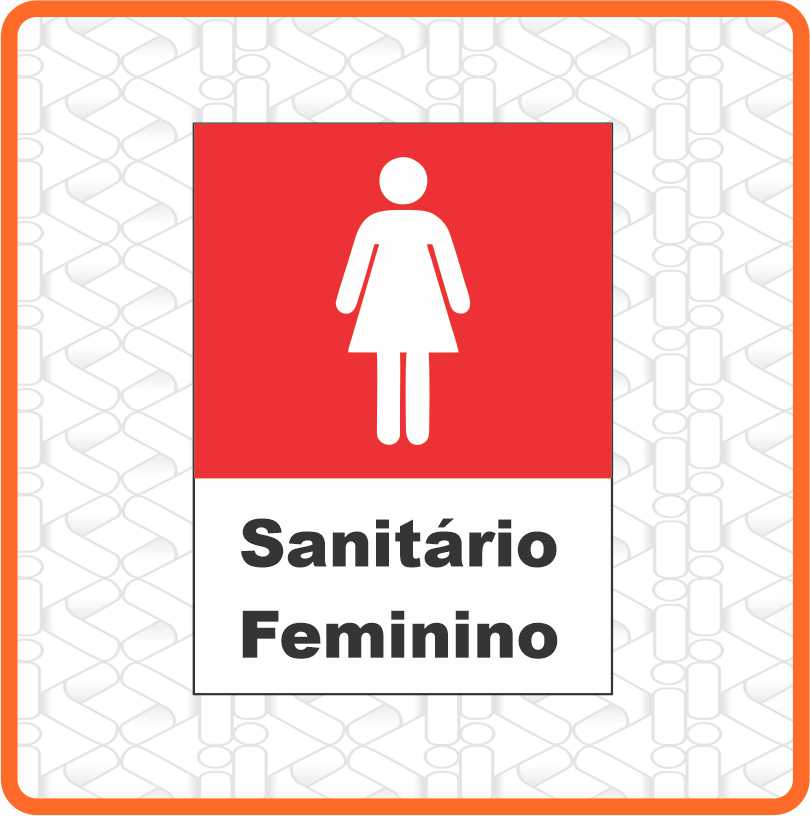 PLACA BANHEIRO FEMININO VERMELHO/BRANCO 20CM X 30CM PVC 3MM