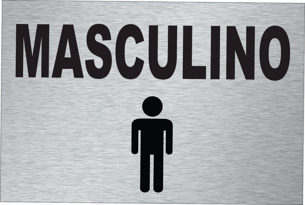 PLACA BANHEIRO MASCULINO ZINZA 30CM X 20CM PVC 3MM